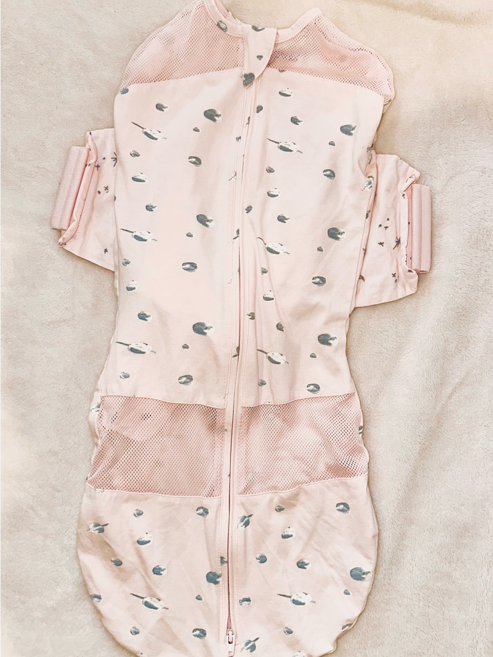 SNOO Happiest Baby Pink Baby Zip Swaddle Sack with Hook straps- size Large